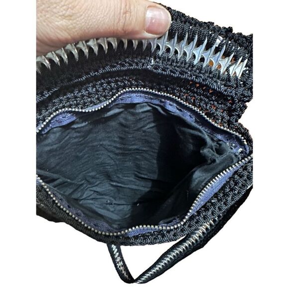 Upcycled Hand made bottle soda pop top tab purse bag Black Silver Retro 90s - Picture 5 of 10